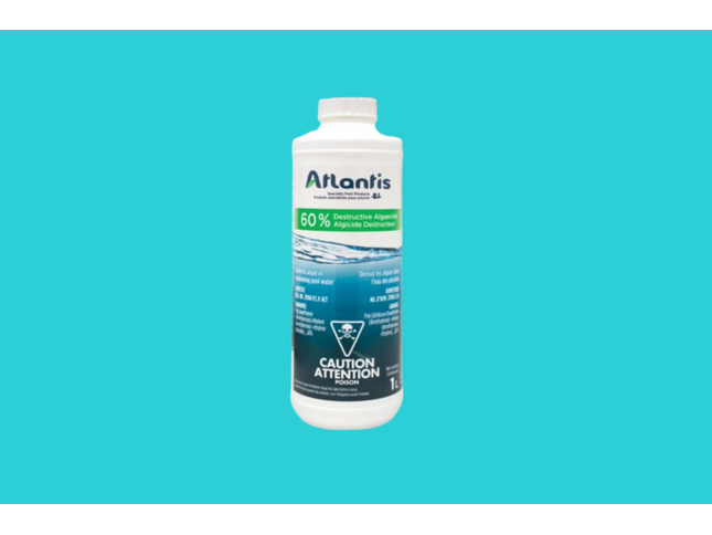 Bouteille de 1L d'Algicide Atlantis 60% – algicide concentré pour traiter les infestations importantes d’algues en piscine