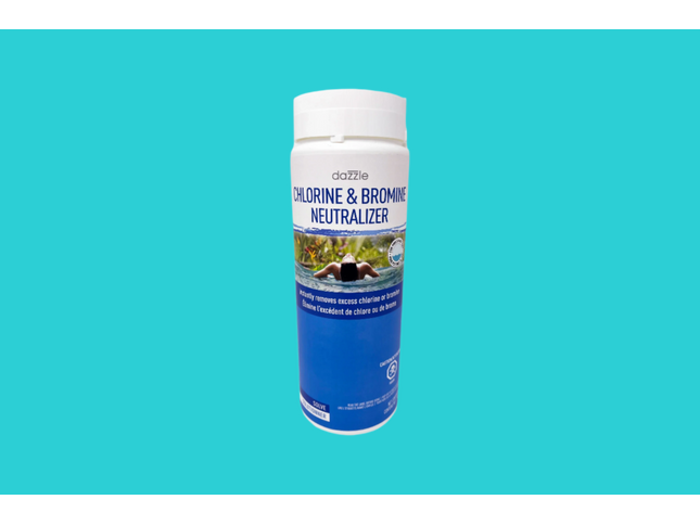 Bouteille de 1 kg de Dazzle Neutralisateur de Chlore et Brome – solution efficace pour corriger les surdosages en piscine et spa.