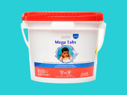 Seau de 5,8 kg de pastilles Chlore Mega Tabs Dazzle pour piscine