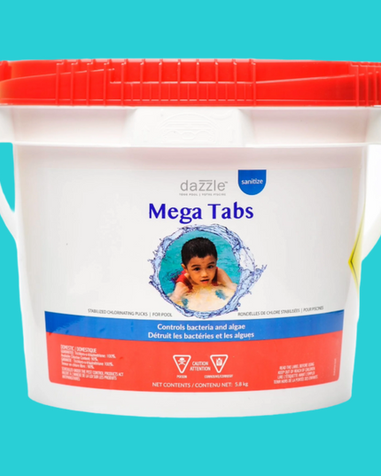 Seau de 5,8 kg de pastilles Chlore Mega Tabs Dazzle pour piscine