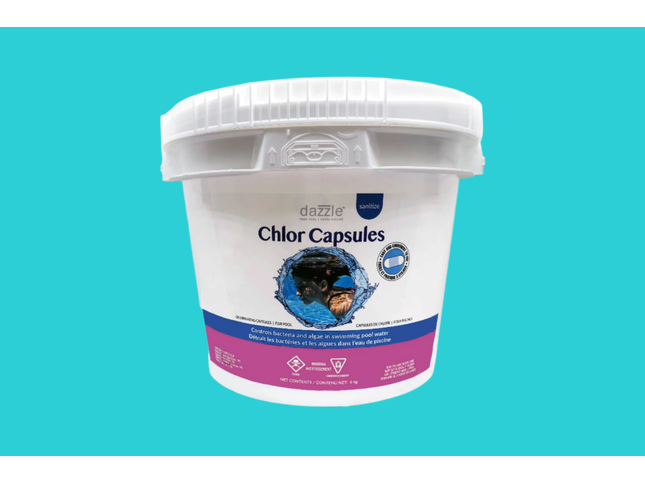 Seau de chlore en capsules pour piscine – traitement sans stabilisateur
