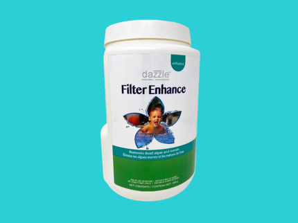 Bouteille de Dazzle Filter Enhance 600g – traitement pour améliorer la filtration et clarifier l'eau de piscine.​