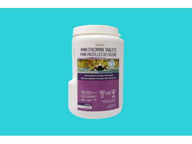 Contenant de 2,5 kg de pastilles de chlore Dazzle pour spa, traitement stabilisé à dissolution lente