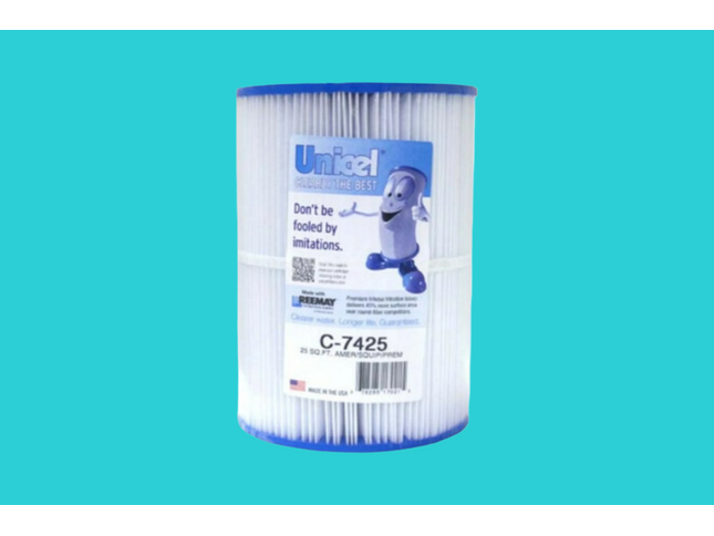 Cartouche de filtration Unicel C-7425 pour spa, dimensions 7" x 9 13/16", ouvertures de 3 pouces aux deux extrémités