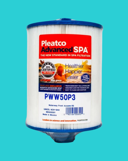 Cartouche de filtration PWW50P3 pour spa, 6 pouces de diamètre par 8 1/4 pouces de long, avec poignée et filetage mâle de 1 1/2 pouce