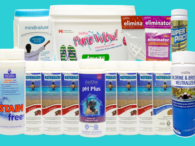 Trousse Formule Magique MCA – ensemble complet de produits pour éliminer les taches dans la piscine.