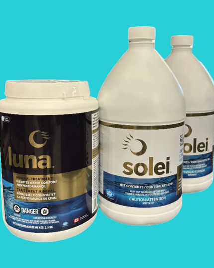 Image des Produits du kit Jour & Nuit, 2 bouteilles de traitement de jour Solei activé par le soleil, 1 de traitement de nuit Luna à base d’enzymes naturelles