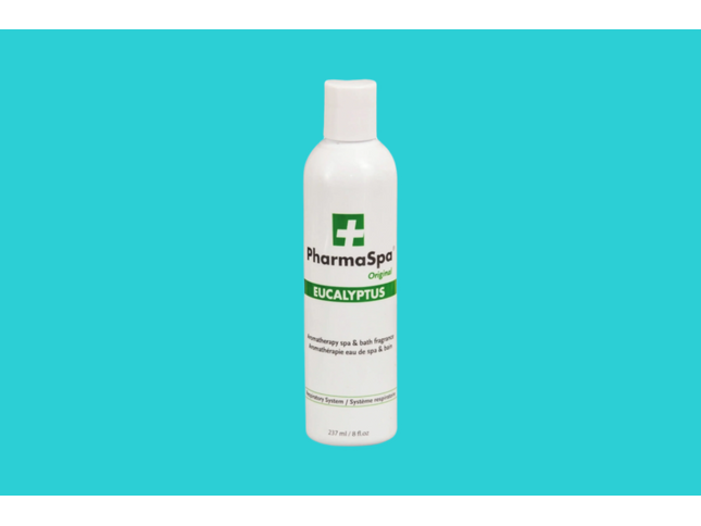 Bouteille de 237 ml de Pharmaspa Eucalyptus – parfum liquide pour spa ou bain, aux bienfaits apaisants.