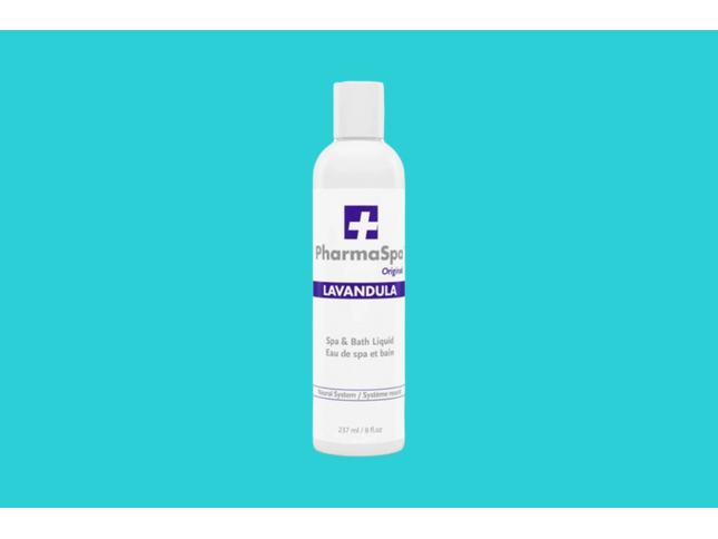 Bouteille de 237 ml de Pharmaspa Lavande – parfum liquide relaxant pour spa et bain.

