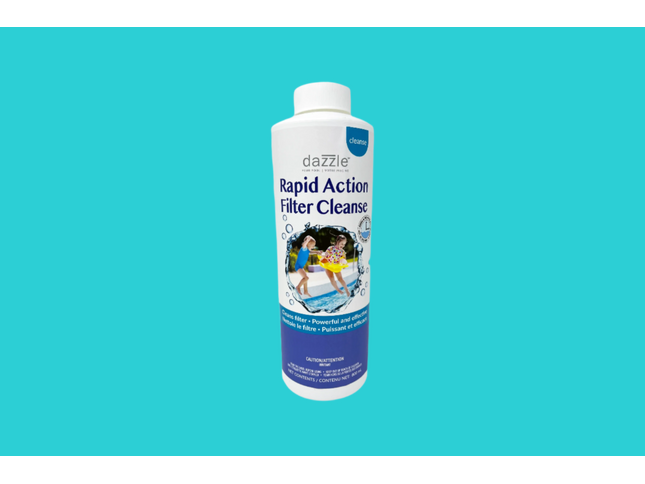 Bouteille de 800 ml de Dazzle Nettoyant à Filtre Action Rapide – nettoyant écologique et rapide pour filtres de piscine.