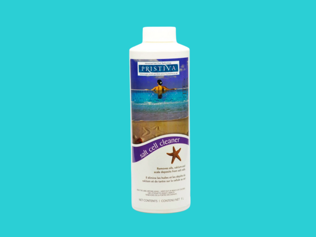 Bouteille de 1 litre de Pristiva Nettoyant à Cellule de Sel – nettoyant efficace pour l'entretien des cellules de chloration au sel.​
