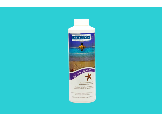 Bouteille de 1 litre de Pristiva Nettoyant à Cellule de Sel – nettoyant efficace pour l'entretien des cellules de chloration au sel.​