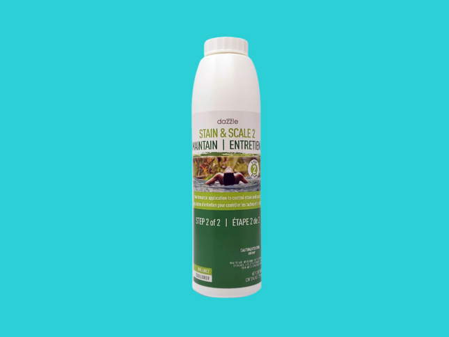 Bouteille Stain & Scale 2 de Dazzle – traitement hebdomadaire antitache pour spa