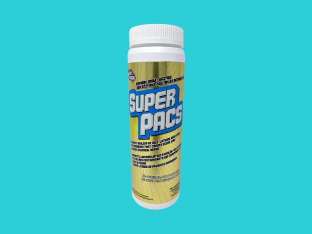Boîte de 5 Super Pacs Enzyme – sachets enzymatiques biodégradables pour piscine ou spa, format 5 sachets